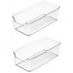 2 Pack Stackable Pantry Organizer Bins,for Kitchen, Freezer, Countertops, Cabinets - Plastic Food Storage Container with Handles for Home and Office 19.6*9.5*6.2CM