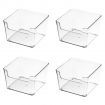 4 Pack Stackable Pantry Organizer Bins,for Kitchen, Freezer, Countertops, Cabinets - Plastic Food Storage Container with Handles for Home and Office 9.6*9.6*6.2CM
