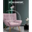 Oikiture Armchair Accent Chairs Sofa Lounge Fabric Upholstered Tub Chair Pink