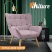 Oikiture Armchair Accent Chairs Sofa Lounge Fabric Upholstered Tub Chair Pink