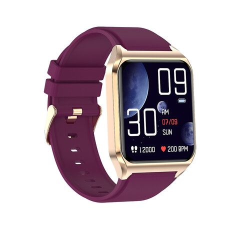 2022 NEW Watch Smart Heart Rate Sleep Monitor bluetooth call temperature detection Col. Purple Silicone Wristband