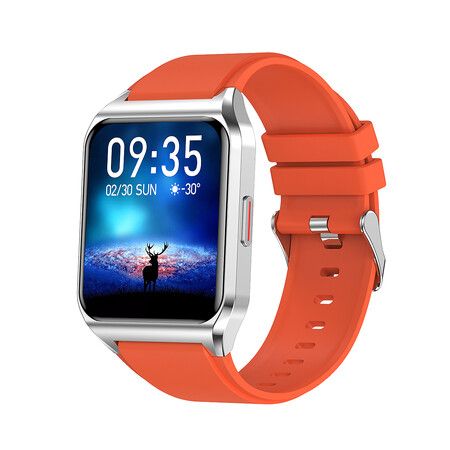 2022 NEW Watch Smart Heart Rate Sleep Monitor bluetooth call temperature detection Col. Orange Silicone Wristband