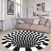 3D Illusion Rug Round Carpet,Checkered Optical Illusions Non Slip Area Rug, Non-Woven Doormat Rug for Bedroom Living Room Office Diameter 80cm