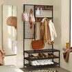 3 In 1 Entryway Hall Tree Shoe Storage Bench Coat Clothes Rack Hooks Stand Display Shelf