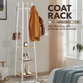 Freestanding Coat Rack Clothes Garment Stand Closet Organizer Hooks Hanger Display Shelf 