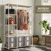 Freestanding Clothes Garment Rack Closet Organizer Shoe Storage Shelf Hanging Display Stand White