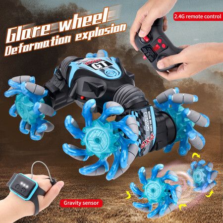 2022 Newest Remote Control Car for Boy Toys Gift Gesture Induction Twisting Off-Road Stunt Vehicle Light Music Drift Toy 4Wd Climbing Color Blue