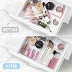25 PCS Clear Plastic Drawer Organizers Set,4-Size Versatile Bathroom and Vanity Drawer Organizer Trays, Storage Bins for Makeup, Jewelries, Kitchen Utensils and Office