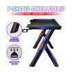 Gaming Desk Computer Office Racer Table 140CM RGB LED Carbon Fiber Wireless USB Charger