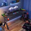 Gaming Desk Computer Office Racer Table 140CM RGB LED Carbon Fiber Wireless USB Charger