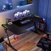 L Shaped Gaming Desk Computer Office Racer Table Desktop RGB LED Carbon Fiber 140CM