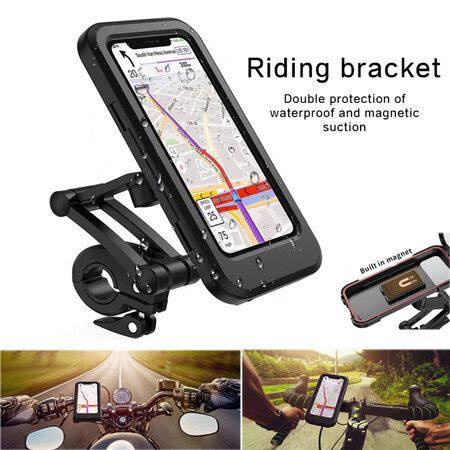 Adjustable Waterproof Bicycle Phone Holder Universal Bike Motorcycle Handlebar Magnet Case Cell Phone Support Mount Bracket Bag