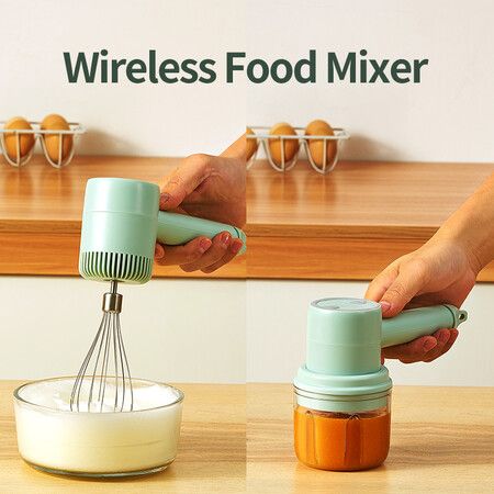 Wireless 3 Speed Mini Mixer Electric Food Blender Handheld Mixer Egg Beater Automatic Cream Food Cake Baking Dough Mixer Color Green