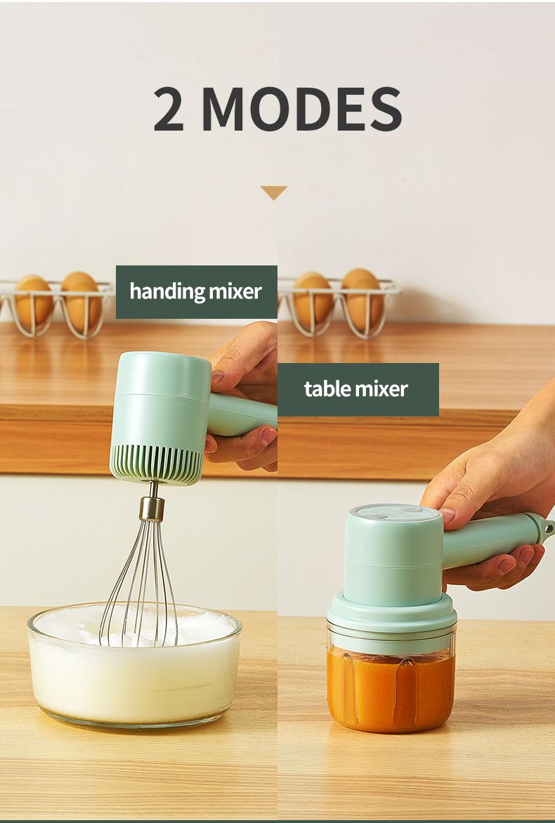 Wireless 3 Speed Mini Mixer Electric Food Blender Handheld Mixer Egg Beater Automatic Cream Food Cake Baking Dough Mixer, Size: 2 Set, Green