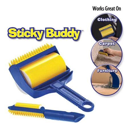 Sticky Buddy Reusable Sticky Picker Cleaner Lint Roller Pet Hair Remover Brush 