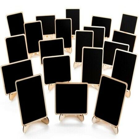 20 Pack Mini Chalkboards Signs with Easel Stand, Small Rectangle Chalkboards Blackboard, Wood Place Cards for Weddings, Birthday Parties, Message Board Signs and Event Decoration
