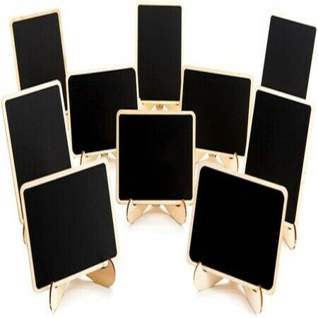 10 Pack Mini Chalkboards Signs with Easel Stand, Small Rectangle Chalkboards Blackboard, Wood Place Cards for Weddings, Birthday Parties, Message Board Signs and Event Decoration