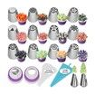 Cake Piping Nozzles Set 12 Russian Cake Decorating Nozzles 2 Small Flower Nozzles 2 Couplers 10 Disposable Bags 1 Icing Bag Cake Decorating Tools