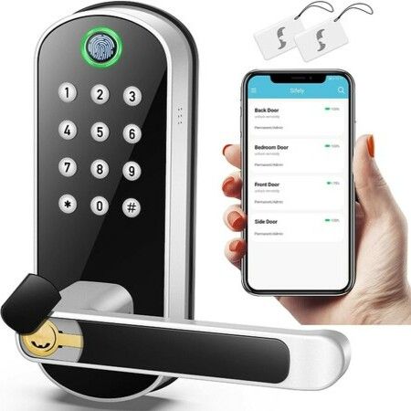 Keyless Smart Fingerprint Biometric Door Lock with Keypad, Passcode Digital Lock with Handle