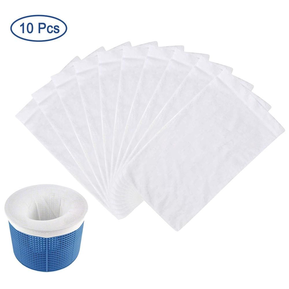 10PCS Filter Storage Pool Skimmer Socks Nylon Swimming Pool Filter Socks For Baskets Skimmers White