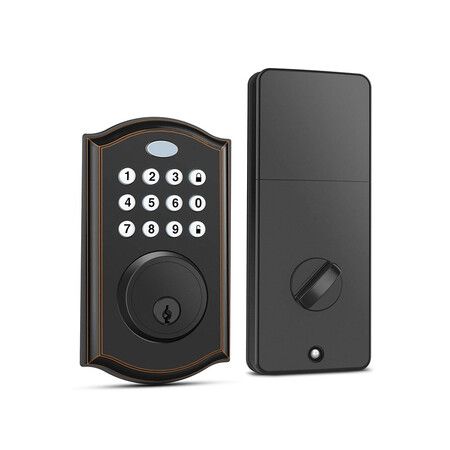 Keypad Deadbolt Lock, Keyless Entry Door Lock with 50 Codes, Electronic Deadbolt with Auto-Lock and Alarm, Top Security for Home and Office