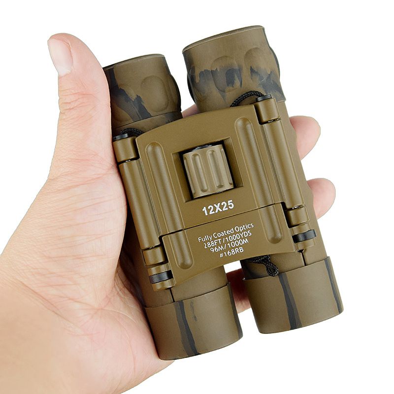 12X25 Binoculars Portable HD Bak-4 Prism Mini Camo Telescope Child Outdoor Camping Travel