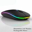 Wireless Bluetooth with USB Rechargeable RGB Mouse BT5.2 for Laptop Computer PC Macbook Gaming Mouse 2.4ghz (Black)