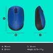 Wireless Mouse M171 RF Wireless+USB Optical 1000DPI Ambidextrous Blue