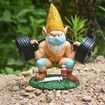 Garden Gnome Statue Weightlifting Vaccine Dwarf Ornament Resin Craft Office Desktop Decoration