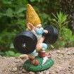 Garden Gnome Statue Weightlifting Vaccine Dwarf Ornament Resin Craft Office Desktop Decoration