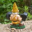 Garden Gnome Statue Weightlifting Vaccine Dwarf Ornament Resin Craft Office Desktop Decoration