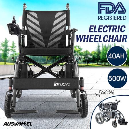 Electric Wheelchair Foldable Power Mobility Motorized Chair Lightweight Portable Front Rear Shock Absorption
