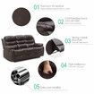 Brown Recliner Chair Sofa Adjustable Lounge Chair Three Seaters with Headrest and Footrest PU Leather Cover for Living Room