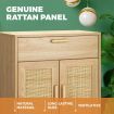 Oikiture Sideboard Cabinet Buffet Rattan Furniture Cupboard Hallway Table Wood