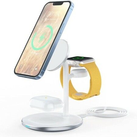 3 in 1 Wireless Charging Station for Multiple Devices, 15W Fast Wireless Mag Charger Stand for Apple iPhone 12 13 Pro Max/Pro/Mini, Mag Safe Charger for Apple Watch 7/SE/6/5/4/3/2, AirPods Pro/3/2