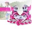 SizeM(33-37) Pink Single Roller Skates,Adjustable 4 Sizes Toddler Rollerskates with Light Up Wheels, for Girls/Boys/Women/Men