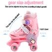 SizeM(30-33) Pink Double-Row Roller Skates Shoes,4 Sizes Adjustable Roller Skating,Suitable For Beginners