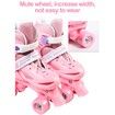 SizeM(30-33) Pink Double-Row Roller Skates Shoes,4 Sizes Adjustable Roller Skating,Suitable For Beginners