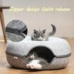 Natural Felt Pet Cat Tunnel Nest Bed,Funny Round Felt pet nest,Small Dogs Pets Supplies(Light Grey)