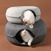 Natural Felt Pet Cat Tunnel Nest Bed,Funny Round Felt pet nest,Small Dogs Pets Supplies(Light Grey)