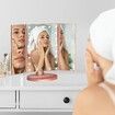 Vanity Makeup Mirror with Lights,1x 2X 3X Magnification,Touch Control,Trifold Makeup Mirror,Dual Power Supply, Portable LED,Women Gift(Rose Gold)