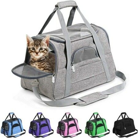 Pet Carrier Airline Approved for Small Dogs, Medium/Small Cats, Cat Travel Carrier(Grey)