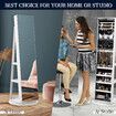 Mirror Jewellery Organiser Cabinet Makeup Storage 360 Degree Rotating Wooden Armoire Ring Necklace Earring Holders