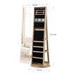 Jewellery Organiser Cabinet Makeup Storage Mirror 360 Degree Rotatable Armoire Ring Necklace Earring Holders Wood