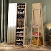 Jewellery Organiser Cabinet Makeup Storage Mirror 360 Degree Rotatable Armoire Ring Necklace Earring Holders Wood