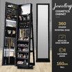 Jewellery Organiser Makeup Storage Cabinet  Mirror  Armoire 360 Degree Rotating Wood Necklace Earring Ring Holders