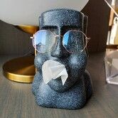 Tissue Box, Easter Island Stone Portrait Tissue Box for Bathroom Living Room Bedroom or Office, Gray-Black