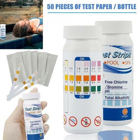 50pcs Pool Test Strips Spa Hot Tub Swimming Pool Test Strips Clearwater PH Chlorine Bromine Alkaline Test Paper