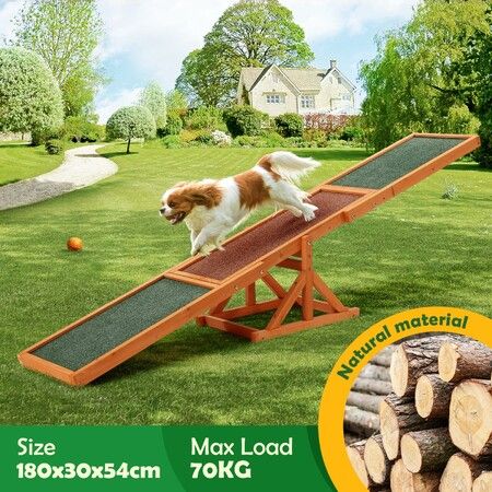 Petscene Pet Seesaw Dog Obedience Training Puppy Sports Agility Outdoor Play Equipment Wooden