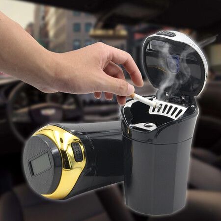 Car Ashtray, Portable Auto Smokeless Vehicle Ash Stainless with Lid for Women Men